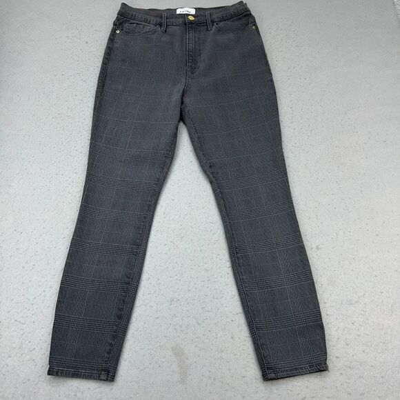 FRAME Denim‎ Ali High Rise Cigarette Jeans Women's 30 Gray Herringbone Stretch - Picture 1 of 13